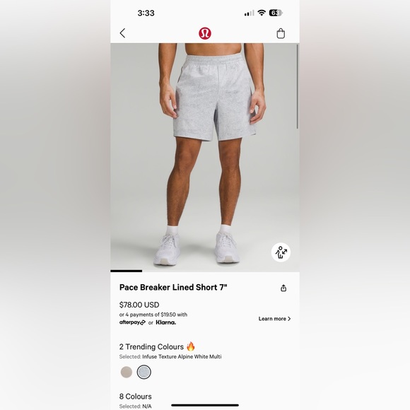 lululemon athletica Other - Lululemon 7” Lined Pace Breaker Short. Size XL.